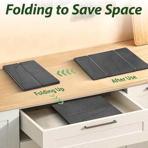 Large Stone Drying Mat for Kitchen Counter, Water-Absorbent Marble Diatomaceous