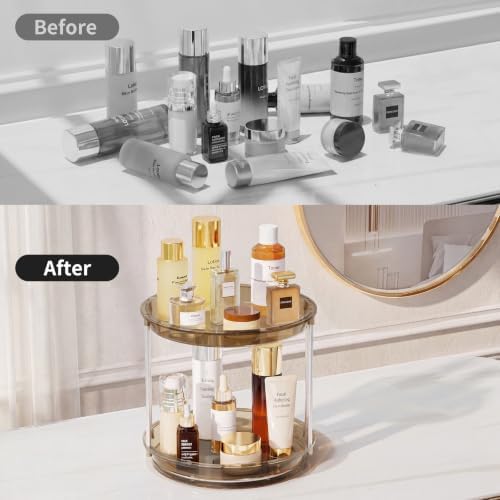 Rotating Makeup Organizer, Perfume Skincare Holder, 2 Tier 9 Inch