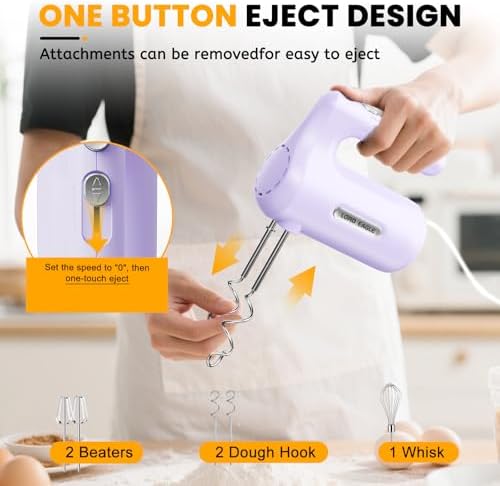 Lord Eagle 5-Speed Small Hand Mixer Electric, 300W Compact Portable