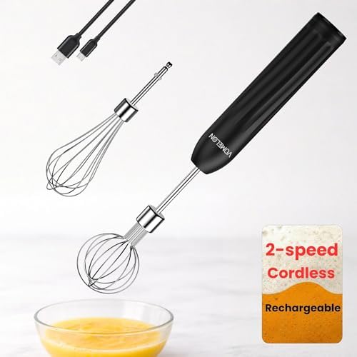 Handheld Electric Egg Beater Whisk, 2-Speed USB-C Rechargeable Portable