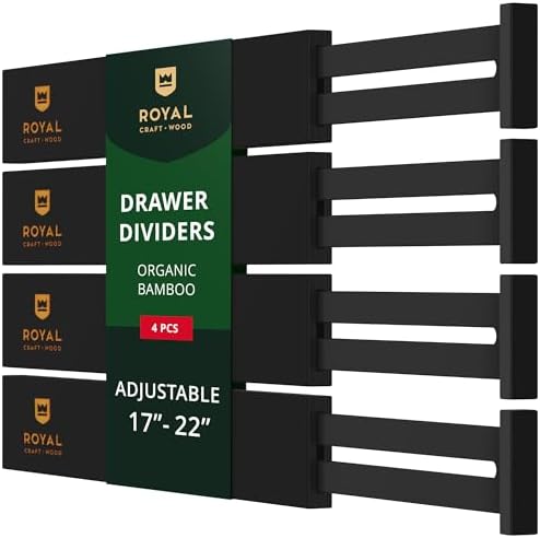 Bamboo Drawer Dividers Organizers, Adjustable Drawer Separator Splitters
