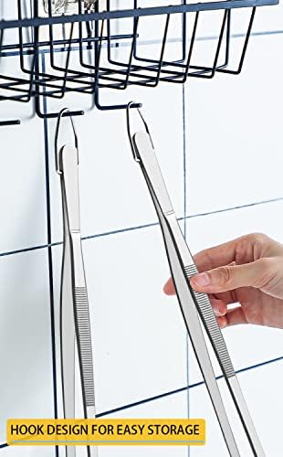 JETKONG 2 Pcs 12-Inch Kitchen Tweezers Fine Tweezer Tongs, Extra-Long Stainless