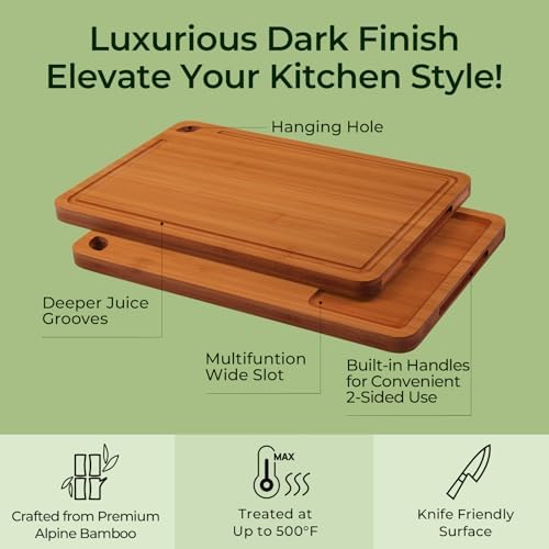 Keechee Bamboo Cutting Board, Durable Wood Cutting Boards