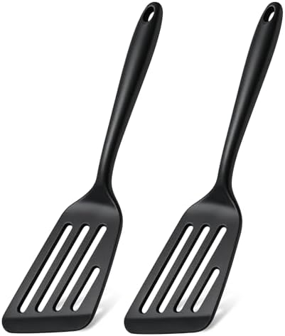 TeamFar Silicone Fish Spatula Set of 2, Heat Resistant Slotted Fish Turner