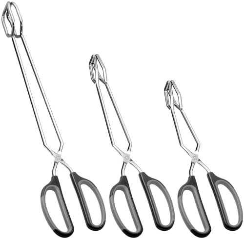 HINMAY Stainless Steel Scissor Tongs Cooking Tongs Set