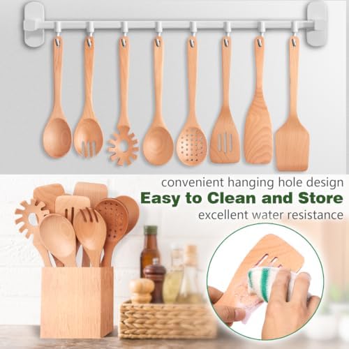 HOWHONG 8-Piece Beech Wood Cooking Utensils Set