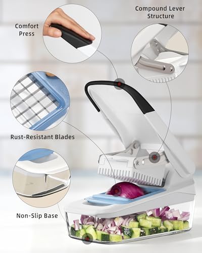 MR.SIGA Vegetable Chopper with Container, Vegetable Cutter