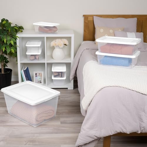 Sterilite Clear Storage Box Stackable Tote, 58 Quart