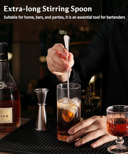 9.5" Long Handle Iced Tea Coffee Ice Cream Cocktail Stirring Spoons, Set 4