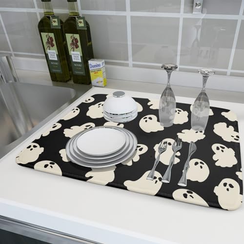 Halloween Ghosts Dish Drying Mat