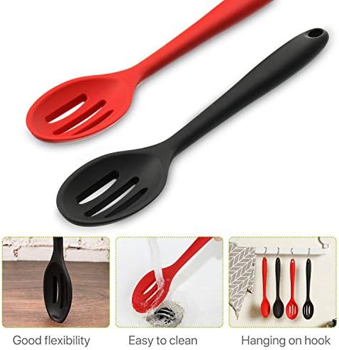 Boao 4 Pcs Silicone Cooking Spoons 10.6 Inch Slotted Nonstick