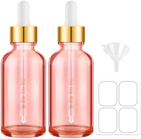 2 Pack Pink Glass Dropper Bottles 2 OZ