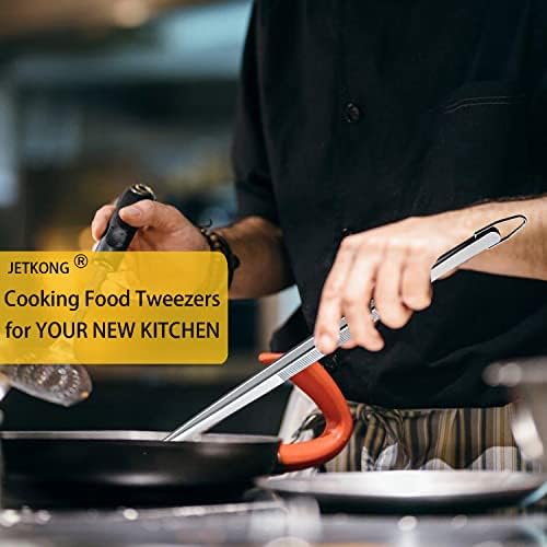 JETKONG 2 Pcs 12-Inch Kitchen Tweezers Fine Tweezer Tongs, Extra-Long Stainless