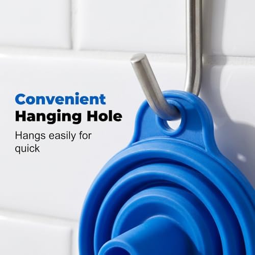 Kitchen Funnel Set 3 Pack, Food Grade Silicone Funnels