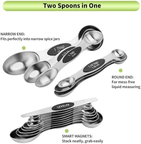 Magnetic Measuring Spoons Set Stainless Steel