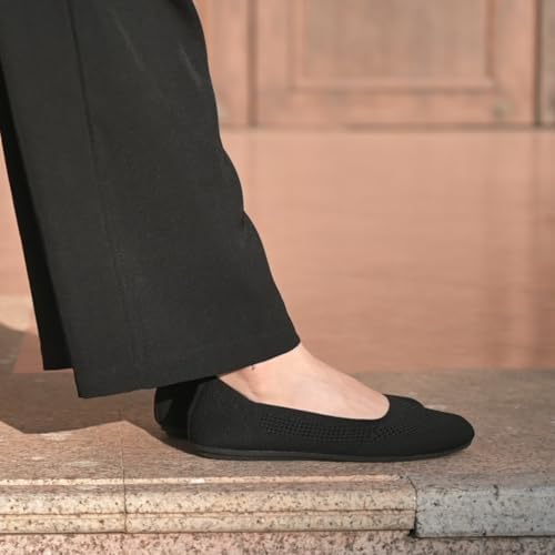 poemlady Women's Ballet Flats Slip On Knit Soft Round Toe Dress Shoes