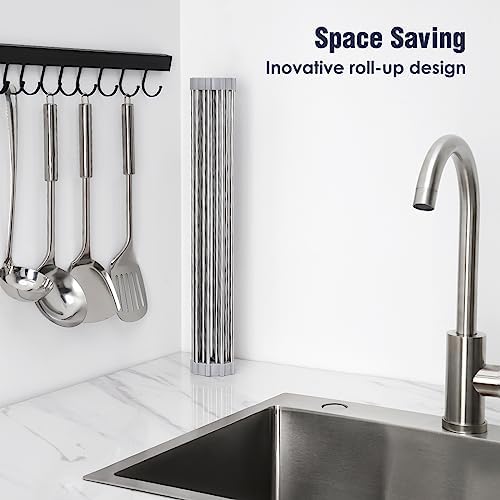 Tomorotec Roll Up Dish Drying Rack Over Sink, 304 Steel