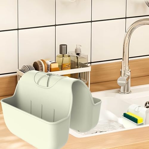 Sponge Holder for Kitchen Sink, Silicone Sink Saddle Caddy Organizer Rack