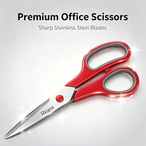 Black 6 Scissors Pack, Rkqoa 8" All Purpose Sharp Scissor