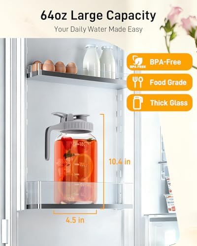 64 oz Mason Jar Pitcher, Glass Pitcher