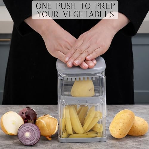 Brieftons PerfectCut Vegetable Chopper: Manual Push-Down Food Dicer & Chop Box