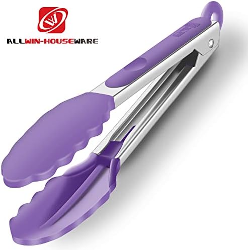 2 Pack Silicone Kitchen Tongs, 9 & 12 Inch, Stainless Steel