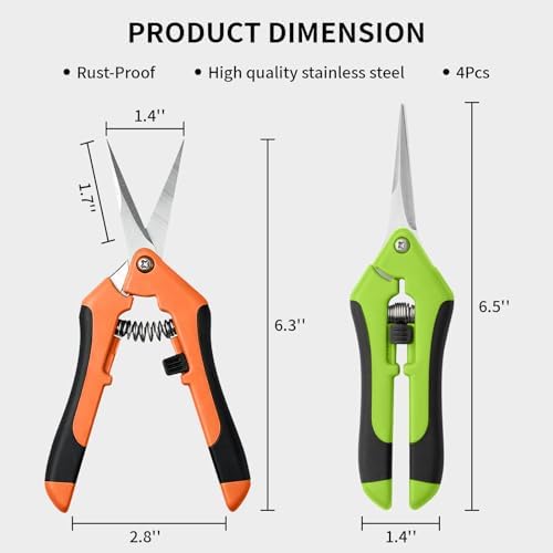 4 Pack Garden Pruning Shears, Stainless Steel Shears, Gardening Shears Scissors