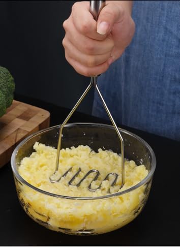 Stainless Steel Potato Masher, Wavy Design Manual Potato Ricer, Heavy Duty Food