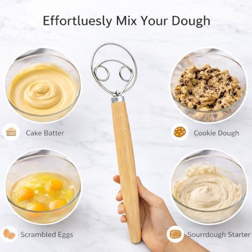 Danish Dough Whisk for Sourdough Bread – 13 Inch Bread Whisk