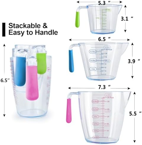 Liquid Measuring Cups with Spout 3 Pcs with ML OZ Scale