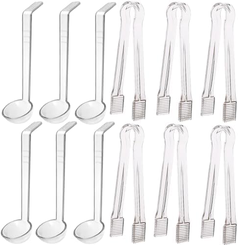 12 pieces 1 oz ladle Set Including 6 Pcs clear small gravy ladle and 6 Pcs