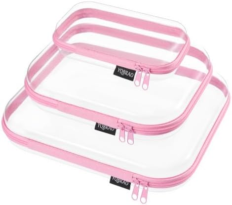 YQBRAO 3-Piece Clear Hard Shell Zipper Case Set, 1L 1M 1S