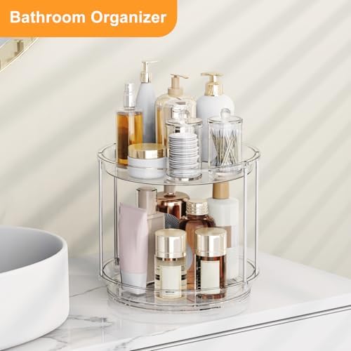 360 Rotating Makeup Organizer, 2 Tier Skincare & Perfume Holder