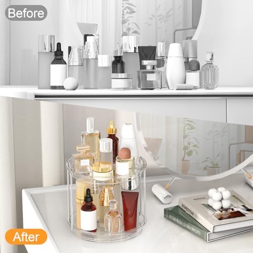 360 Rotating Makeup Organizer, 2 Tier Skincare & Perfume Holder