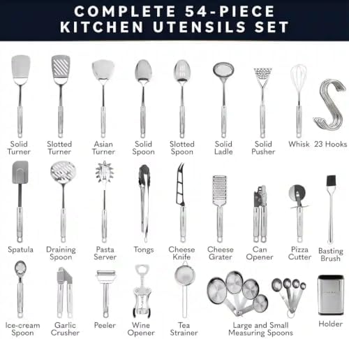 Home Hero 54-Piece Stainless Steel Kitchen Utensils Set