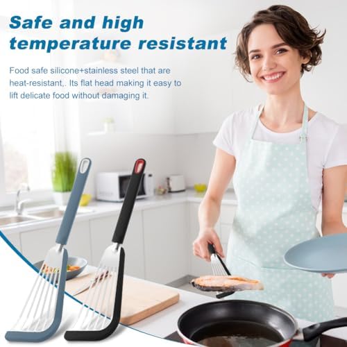 Fish Spatula Turner Set of 2, Thin Slotted Spatulas