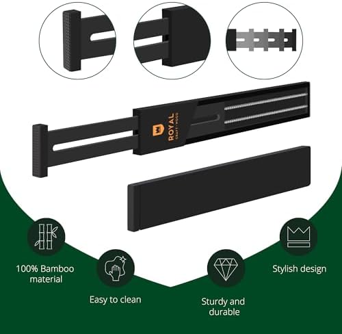 Bamboo Drawer Dividers Organizers, Adjustable Drawer Separator Splitters