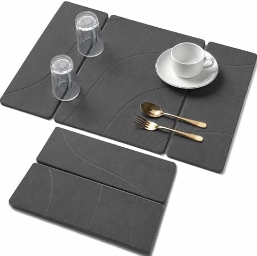 Large Stone Drying Mat for Kitchen Counter, Water-Absorbent Marble Diatomaceous