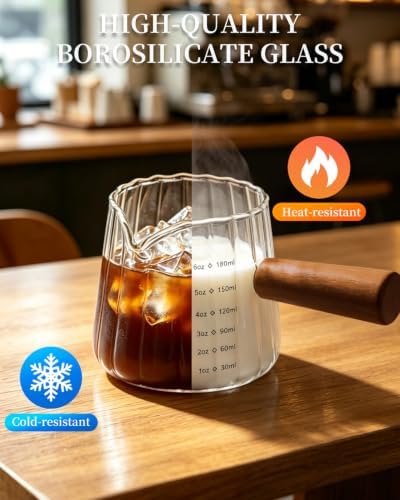 2 PCS Espresso Measuring Cup 6 Oz, Espresso Glass Cups