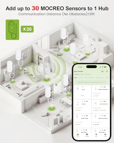 MOCREO WiFi Thermometer Freezer Alarm, Email Alert, App Notification, Data
