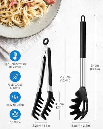 Silicone Spaghetti Spoon and Pasta Tong, Server Fork