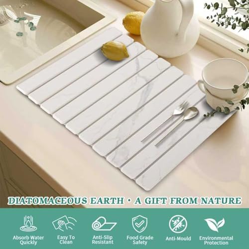 Stone Dish Drying Mat for Kitchen Counter, 24 x 16 Inch