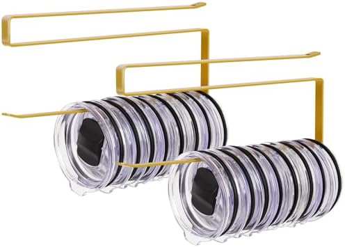 2 Pack Tumbler Lid Organizer, Versatile Tumbler Storage Holds 20 Lids Gold