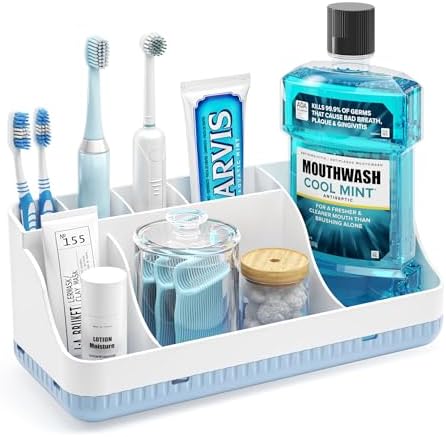 Bathroom Counter Organizer and Storage, 7 Slots Detachable Toothbrush Holders