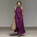 Women's Black Ruffled Halterneck Sleeveless Maxi Dress - Image 7