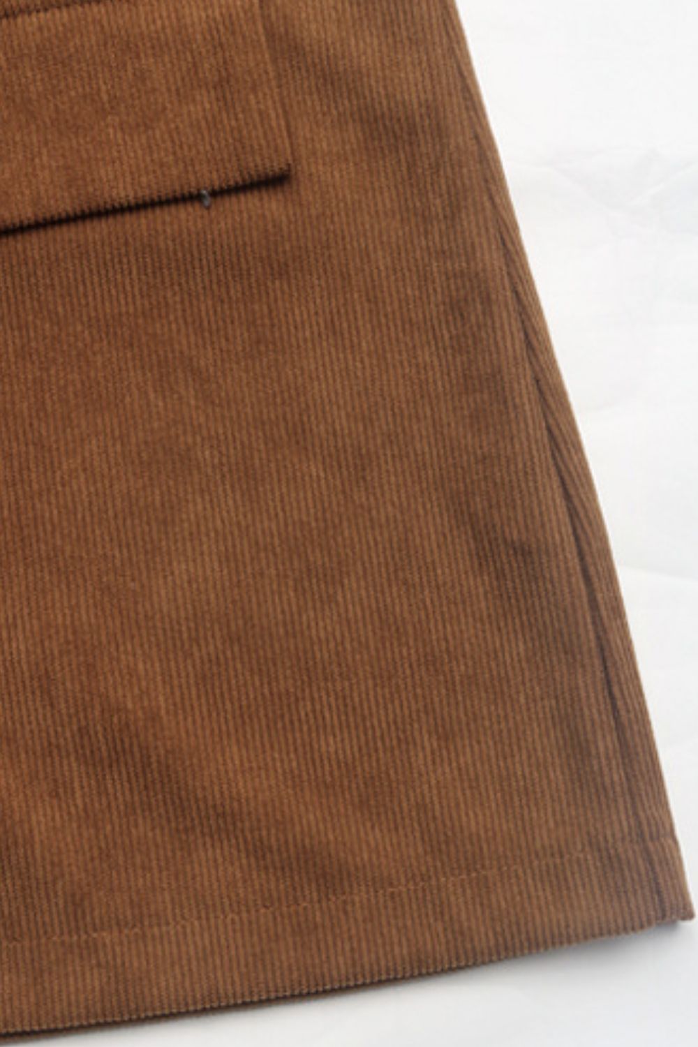Brown Corduroy Double Breasted Blazer with Flap Pockets - Image 8