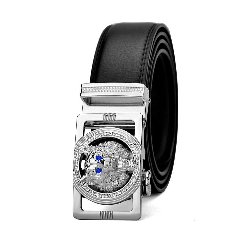 Wolf Head Leather Belt with Automatic Buckle for Harajuku Style - Image 3