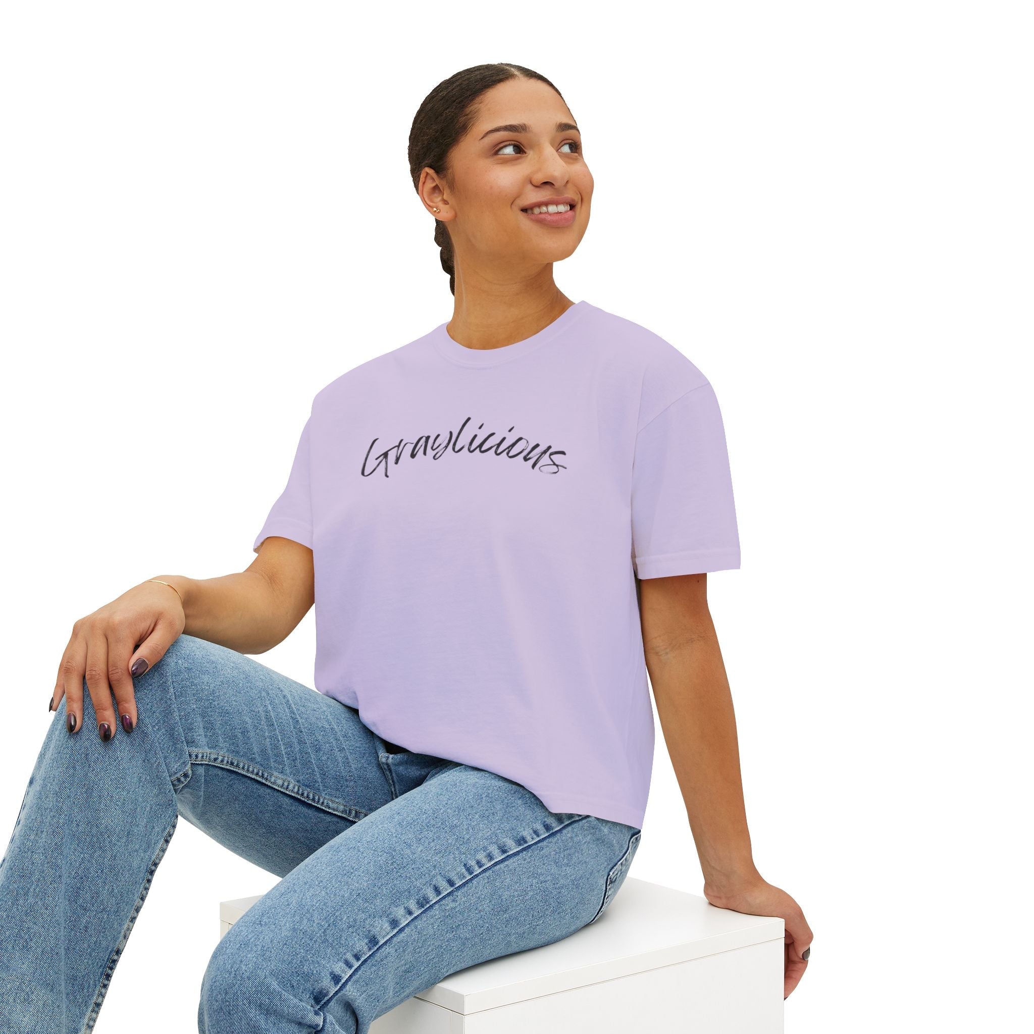 Women's Boxy Cotton Oversized Crewneck Short Sleeve Tee