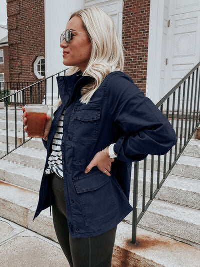Women's Utility Zip-Up Jacket Lightweight Cotton Everyday Outerwear