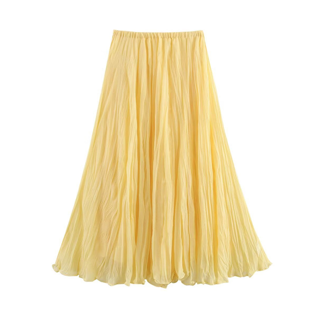 Harajuku Pleated Elastic Waist Long Skirt for Women - Sunflower, Pink - Image 5